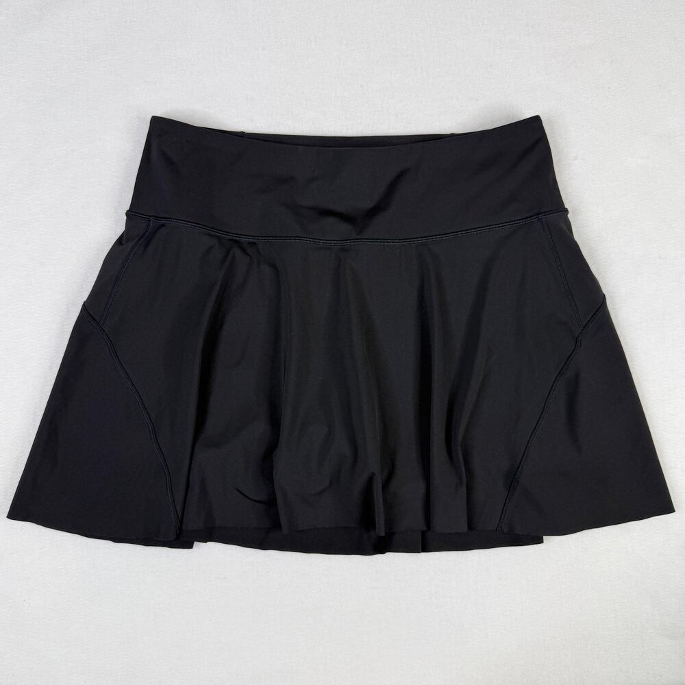 Athleta Ace Tennis Skort Large Black 15.5" Built-In Shorts Athletic Skirt Womens
